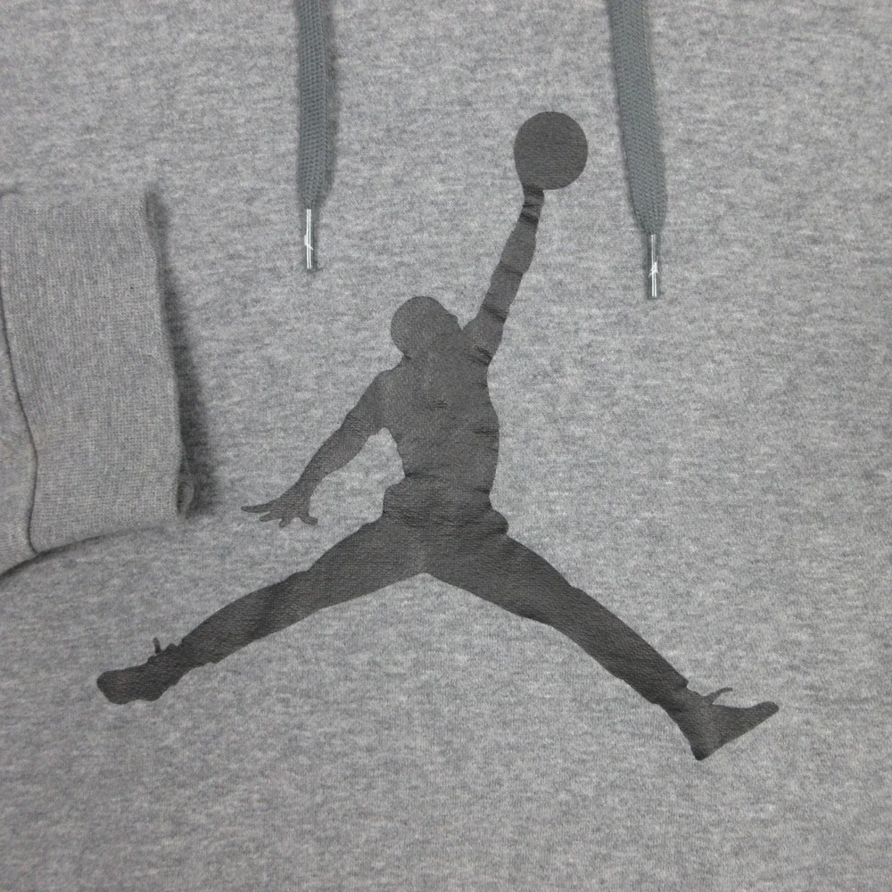 Air Jordan Sweater Mens XL Gray Heather Jump Man Logo Pullover Hoodie Sweatshirt